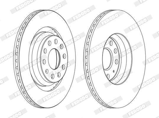 FERODO DDF1503C: Bromsskiva Ø: 310mm, ventilerad, Ø: 310mm, belagd, med skruvar PREMIER Coat+ disc