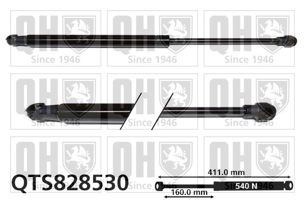 QUINTON HAZELL QTS828530: Pneumaticka pruzina, zavazadlovy / nakladovy prostor 411mm