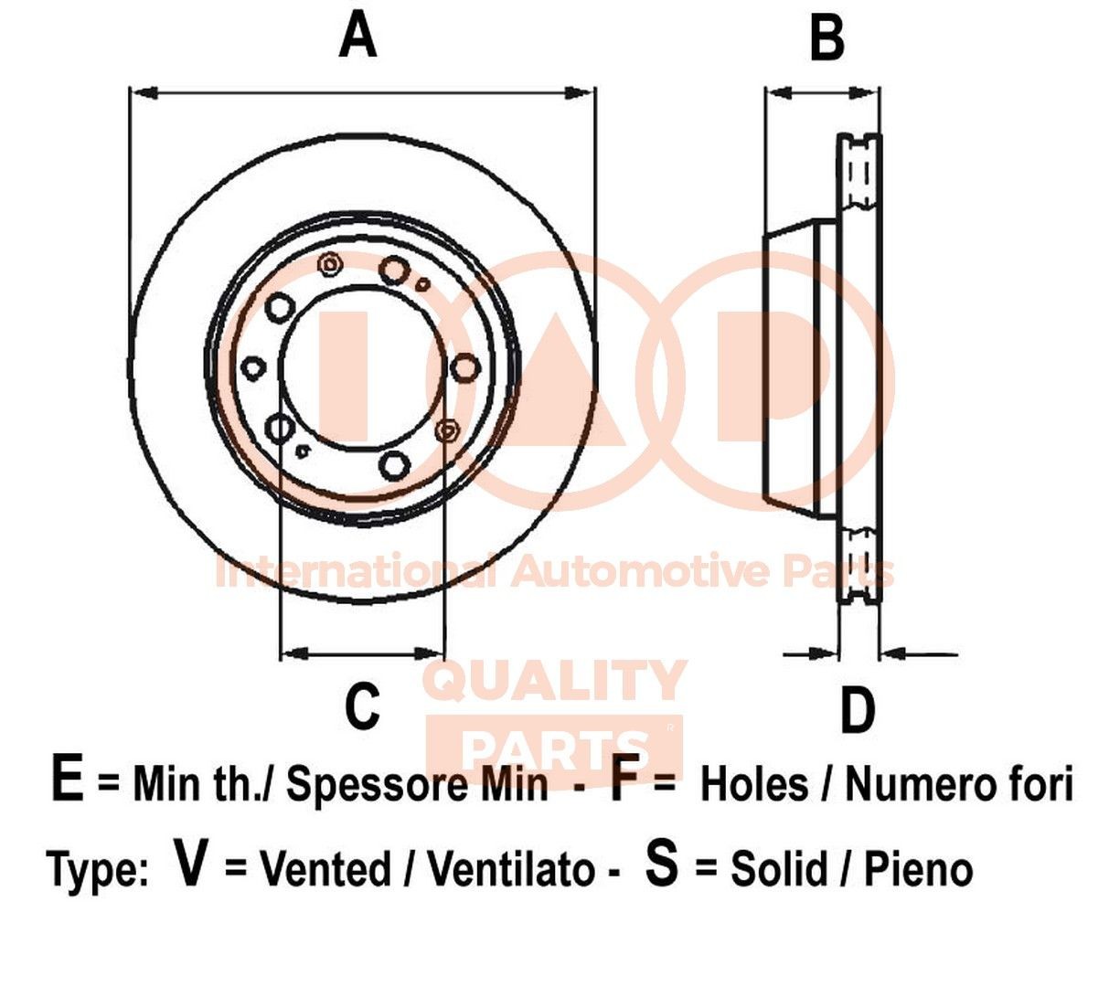 IAP QUALITY PARTS 709-07045: Piduriketas Esisild, Ø: 241mm, õhutusega, Ø: 241mm