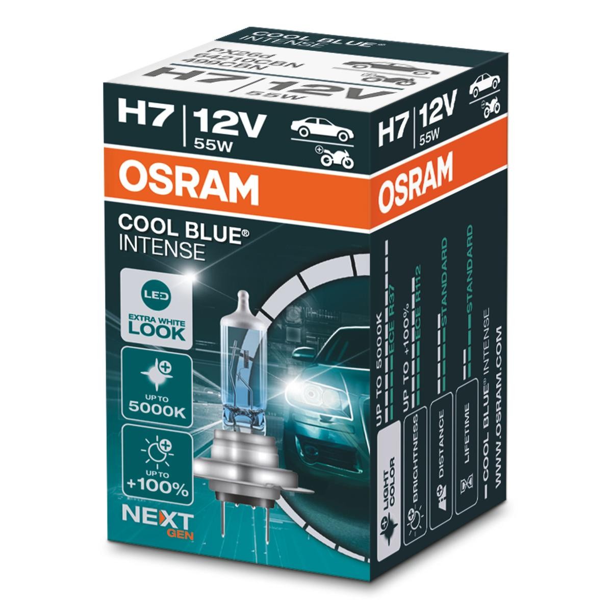 OSRAM 64210CBN: Glödlampa, fjärrstrålkastare COOL BLUE® INTENSE (Next Gen) 12V, 55W, H7 COOL BLUE INTENSE next Generation