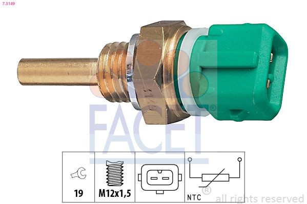 FACET 7.3149: Senzor, temperatura lichid de racire Made in Italy - OE Equivalent