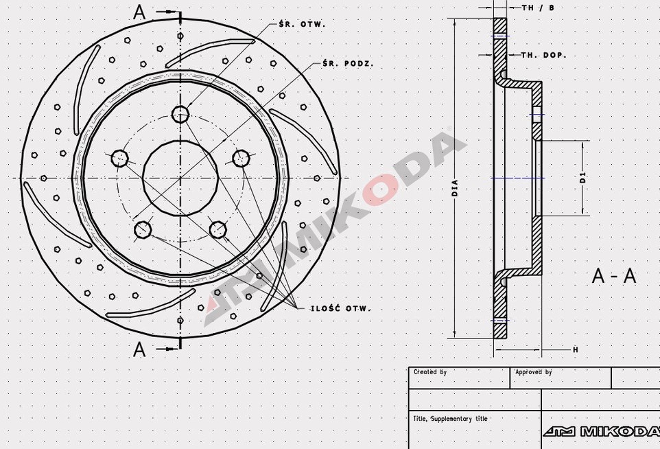 MIKODA 2704S: Disco de freno Ø: 215mm, ranurado/perforado, Ø: 215mm GT