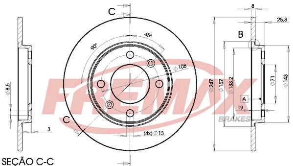 FREMAX BD-4247: Bromsskiva Ø: 247mm, full, Ø: 247mm, belagd, Premium Black Carbon +