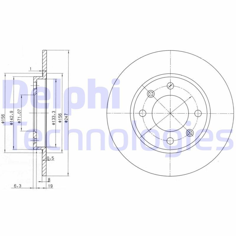 DELPHI BG2800C: Bremseskive Ø: 247mm, fuldstændigt, Ø: 247mm, coatet