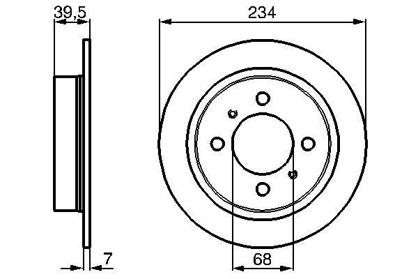 BOSCH 0 986 478 865: Δισκόπλακα Ø: 233,7mm, πλήρες, Ø: 233,7mm, λαδωμένο