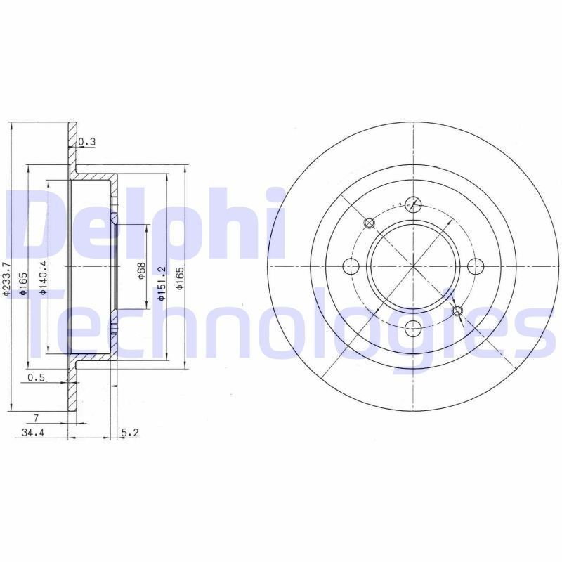 DELPHI BG3126: Piduriketas Ø: 234mm, täis, Ø: 234mm, õlitatud
