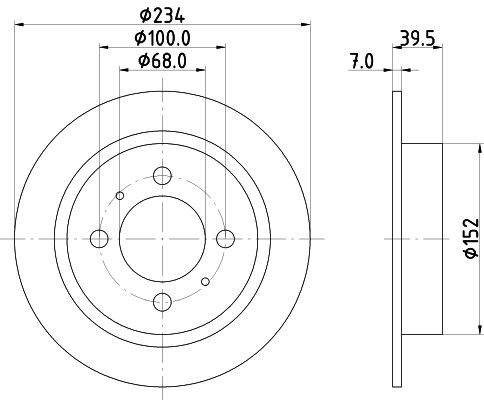 MINTEX MDC1007: Δισκόπλακα Ø: 234mm, πλήρες, Ø: 234mm, χωρίς πλήμνη, χωρίς ρουλεμάν τροχού, χωρίς μπουλόνια στερέωσης τροχού