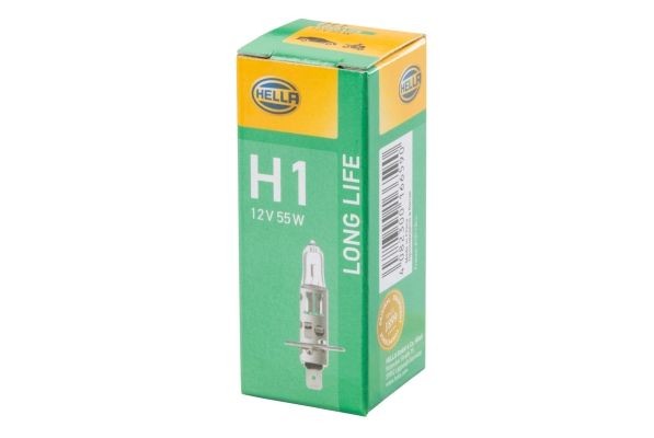 HELLA 8GH 002 089-351: Ampoule, projecteur longue portée LONG LIFE UP TO 3x LONGER LIFETIME 12V, 55W, H1