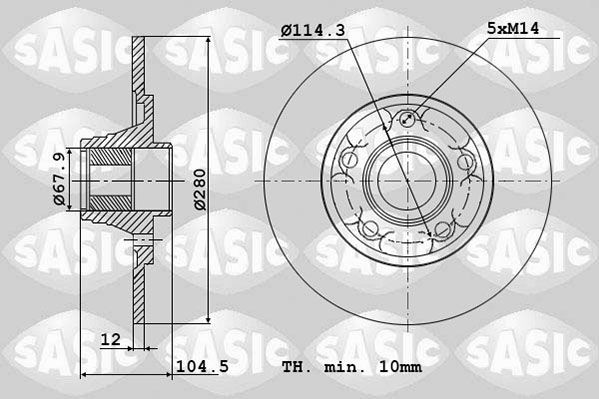 SASIC 6104053: Piduriketas Tagasild, Ø: 280mm, täis, Ø: 280mm