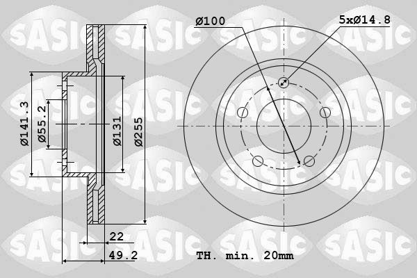 SASIC 6106280: Piduriketas Esisild, Ø: 255mm, õhutusega, Ø: 255mm