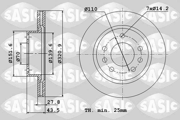 SASIC 6106355: Brzdový kotouč přední osa, R: 321mm, větráno, R: 321mm