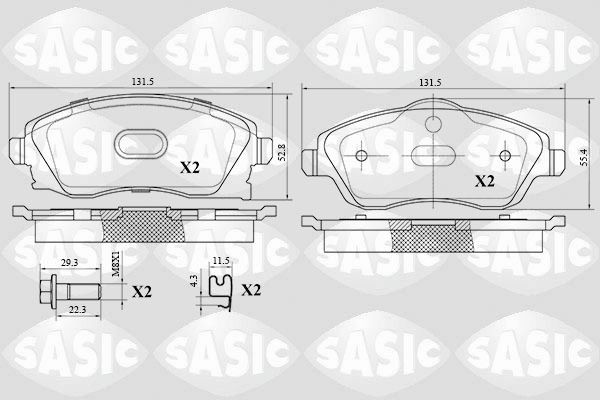 SASIC 6216024: Bremžu kluči Priekšējais tilts