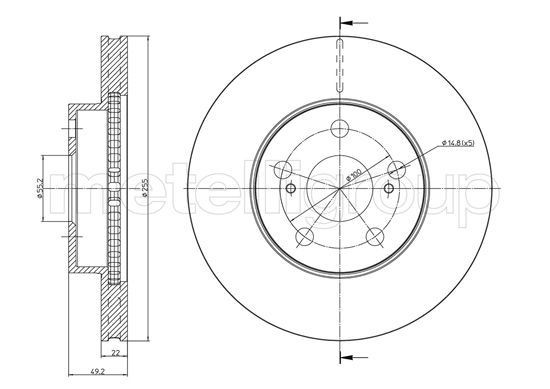 CIFAM 800-1062C: Disque de frein Ø: 255mm, ventilé, Ø: 255mm, peint