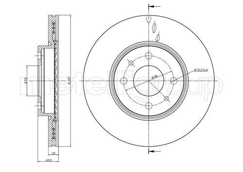 CIFAM 800-231C: Piduriketas Ø: 257,0mm, õhutusega, Ø: 257,0mm, värvitud