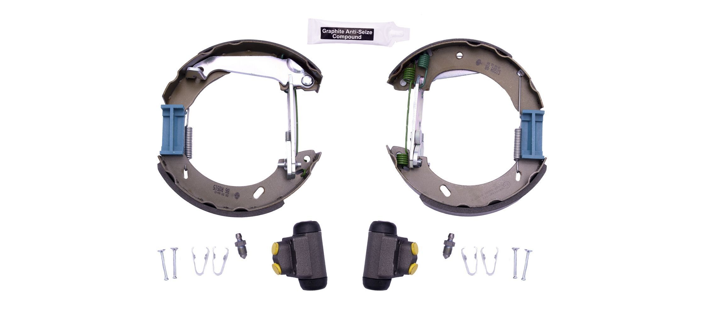 HELLA 8DB 355 004-031: Pidurikomplekt, trummelpidur koos rattapiduri silindriga, koos paigalduselemendiga Shoe Kit Pro