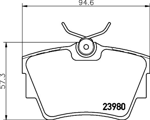 HELLA PAGID 8DB 355 010-761: Stabdžių kaladėlės su priedais, su stabdžių apkabos varžtais