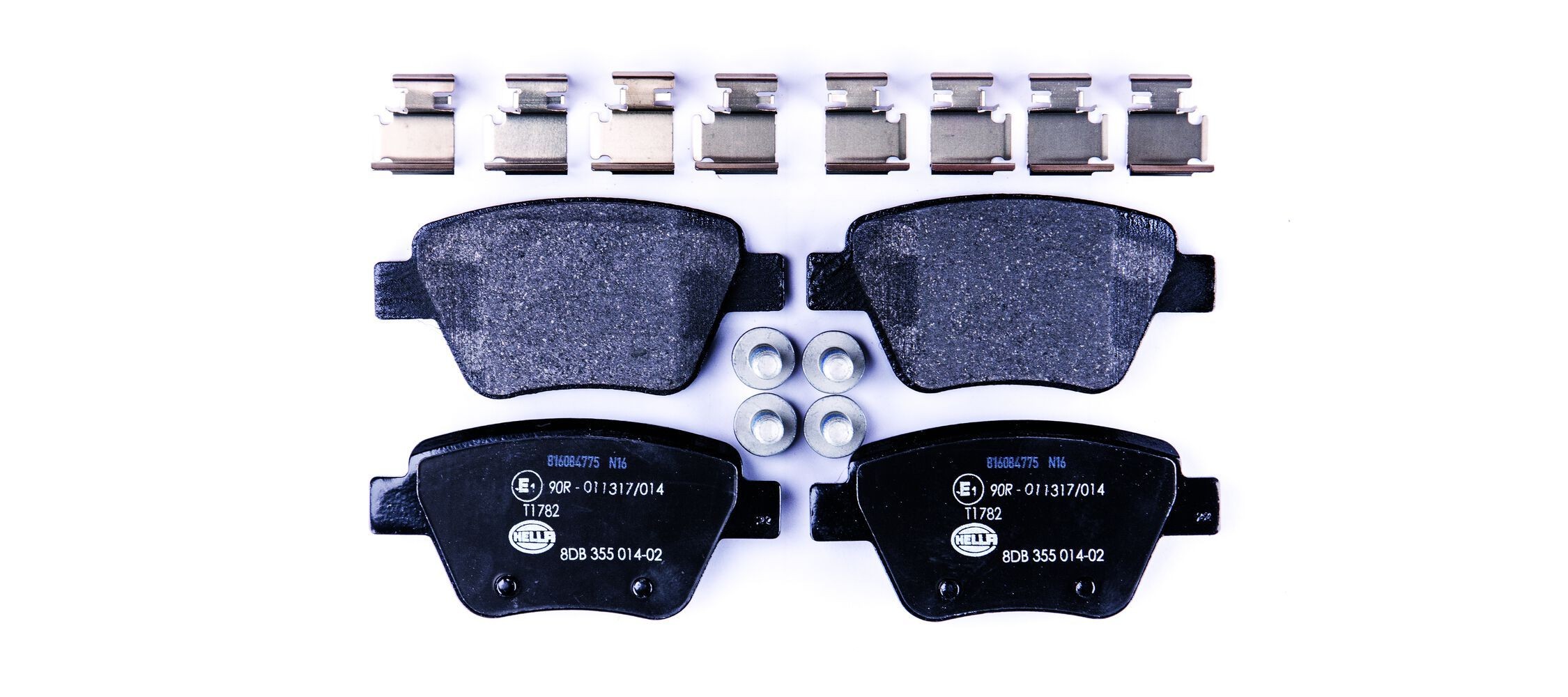 HELLA 8DB 355 014-021: Piduriklotsid koos lisadega, koos pidurisadula kruvidega