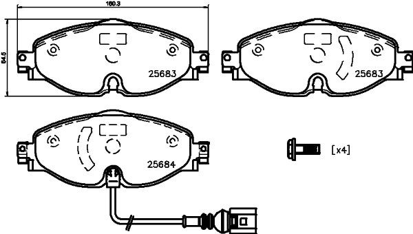 HELLA PAGID 8DB 355 020-191: Piduriklotsid koos pidurisadula kruvidega