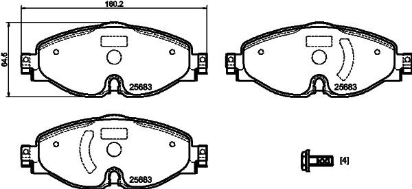 HELLA PAGID 8DB 355 023-171: Piduriklotsid koos pidurisadula kruvidega