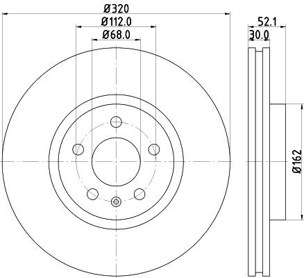 HELLA PAGID 8DD 355 117-191: Brzdový kotouč PRO R: 320mm, vnitřně větráno, R: 320mm, nátěr, bez náboje kola, bez ložiska (kola), bez šroubů vozidlového kola