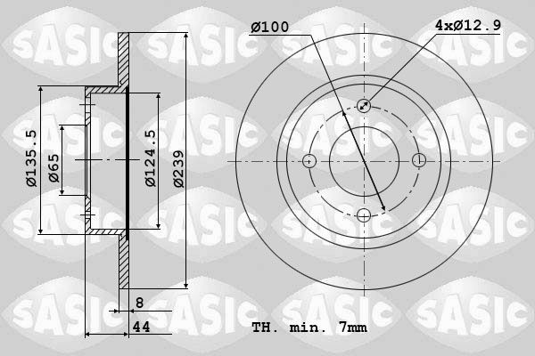 SASIC 9004212J: Piduriketas Esisild, Ø: 239mm, täis, Ø: 239mm