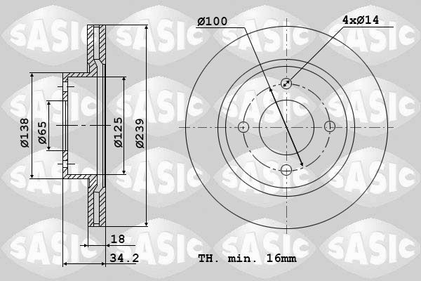 SASIC 9004583J: Piduriketas Esisild, Ø: 239mm, õhutusega, Ø: 239mm