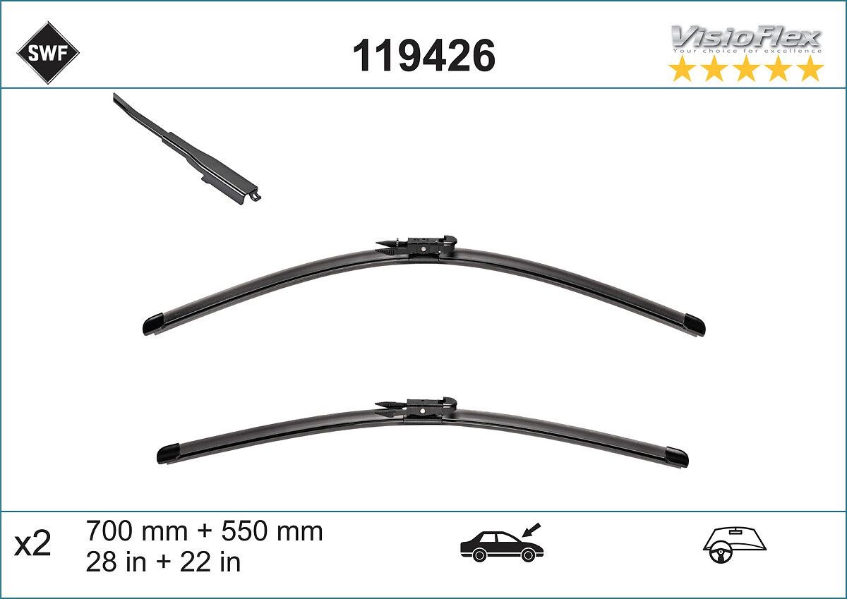 SWF 119426: Tergicristalli anteriore, 700mm VisioFlex