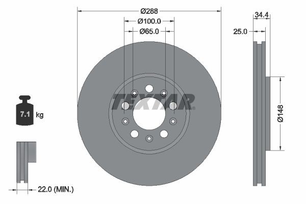 TEXTAR 92106605: Piduriketas PRO+ Ø: 288mm, välisõhutus, Ø: 288mm, kaetud, ilma rattakeskmeta, ilma rattalaagrita, ilma rattakinnituspoltideta