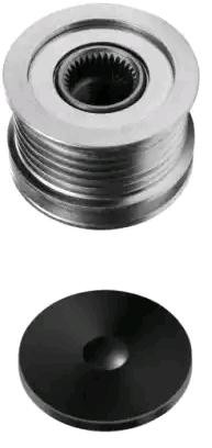 HELLA 9XU 358 038-071: Poulie roue libre, alternateur avec cache