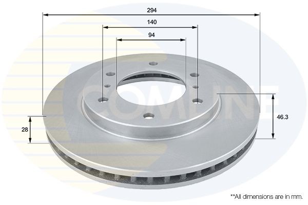 COMLINE ADC0378V: Bremseskive Comline Ø: 294mm, indvendigt ventileret, Ø: 294mm, coatet