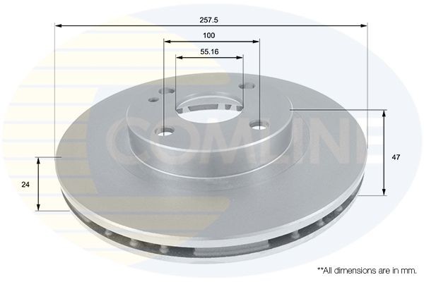 COMLINE ADC0437V: Féktárcsa Comline Ø: 258mm, belső hűtésű, Ø: 258mm