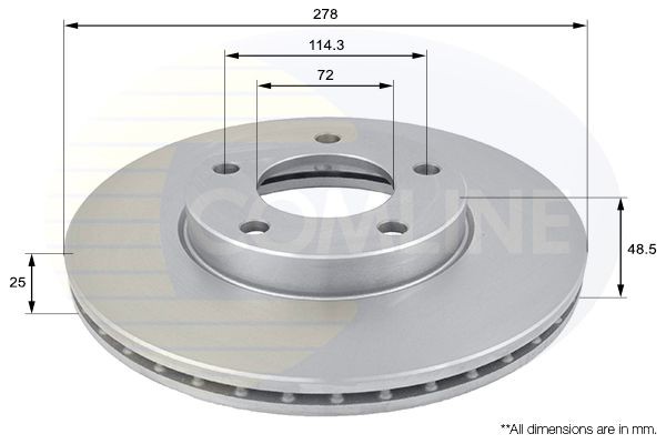 COMLINE ADC0446V Bremsscheibe Comline Ø: 278mm, innenbelüftet, Ø: 278mm, beschichtet