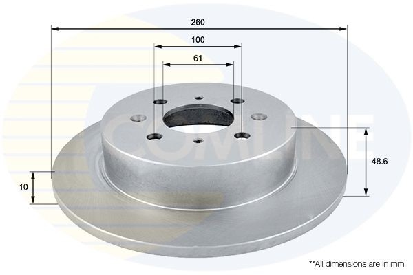 COMLINE ADC0543: Disco de freno Comline Ø: 260mm, macizo, Ø: 260mm, revestido