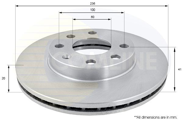 COMLINE ADC1008V: Δισκόπλακα Comline Ø: 236mm, εσωτερικά αεριζόμενο, Ø: 236mm