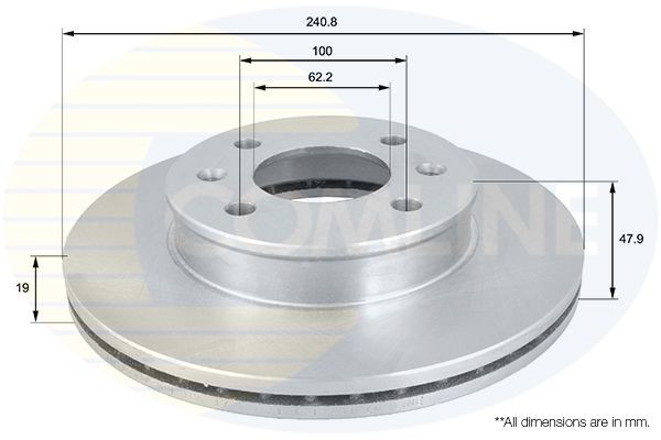 COMLINE ADC1039V: Bremseskive Comline Ø: 241mm, indvendigt ventileret, Ø: 241mm