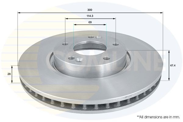COMLINE ADC1089V: Piduriketas Comline Ø: 300mm, sisemine õhutus, Ø: 300mm, kaetud