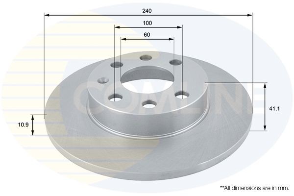 COMLINE ADC1114: Brzdový kotouč Comline R: 240mm, plný, R: 240mm, nátěr