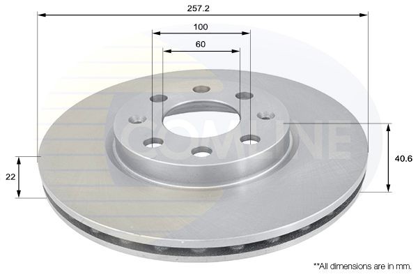 COMLINE ADC1138V: Bremseskive Comline Ø: 257mm, indvendigt ventileret, Ø: 257mm, coatet