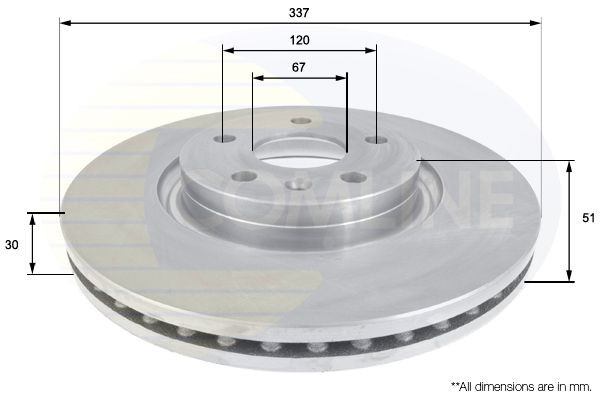 COMLINE ADC1141V: Piduriketas Comline Ø: 337mm, sisemine õhutus, Ø: 337mm, kaetud