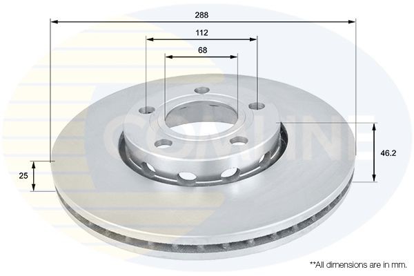 COMLINE ADC1417V: Piduriketas Comline Ø: 288mm, sisemine õhutus, Ø: 288mm, kaetud