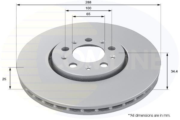 COMLINE ADC1420V: Stabdžių diskas Comline Ø: 288mm, vidinis ventiliavimas, Ø: 288mm, padengta