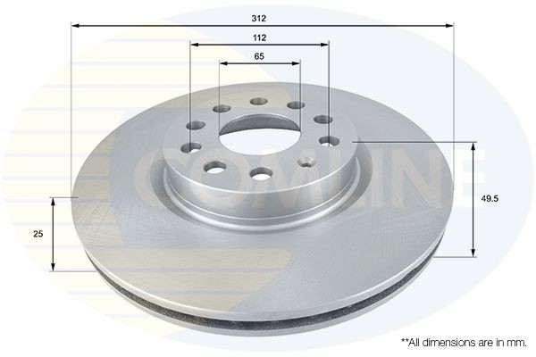 COMLINE ADC1449V: Piduriketas Comline Ø: 312mm, sisemine õhutus, Ø: 312mm, kaetud