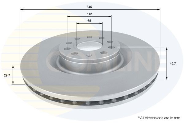 COMLINE ADC1469V: Piduriketas Comline Ø: 345mm, sisemine õhutus, Ø: 345mm, kaetud