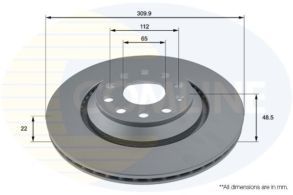 COMLINE ADC1493V: Piduriketas Comline Ø: 310mm, sisemine õhutus, Ø: 310mm, kaetud