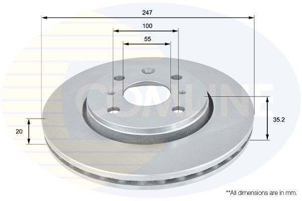 COMLINE ADC1561V: Bremseskive Comline Ø: 247mm, indvendigt ventileret, Ø: 247mm, coatet