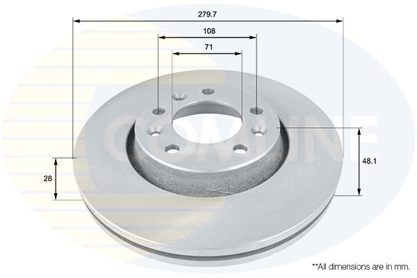 COMLINE ADC1580V: Piduriketas Comline Ø: 280mm, sisemine õhutus, Ø: 280mm, kaetud