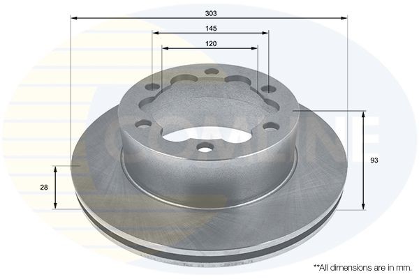 COMLINE ADC1645V: Stabdžių diskas Comline Ø: 303mm, vidinis ventiliavimas, Ø: 303mm, padengta