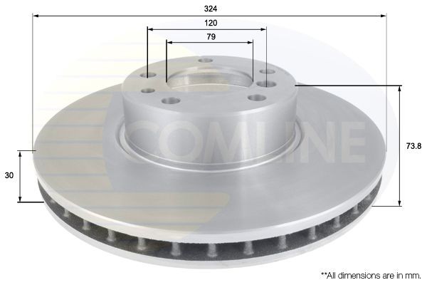 COMLINE ADC1735V: Piduriketas Comline Ø: 324mm, sisemine õhutus, Ø: 324mm, kaetud