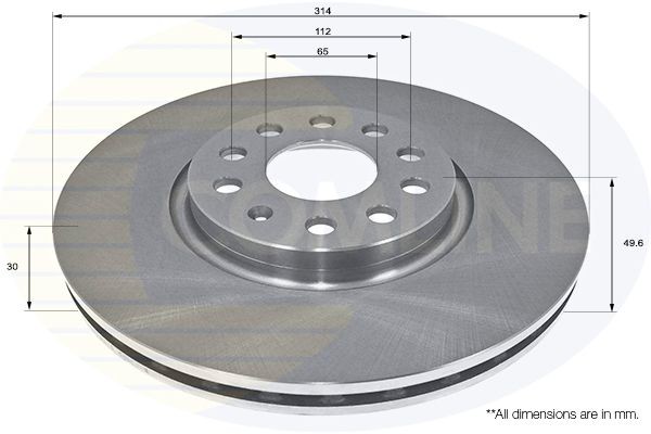 COMLINE ADC2601V: Piduriketas Comline Ø: 314mm, sisemine õhutus, Ø: 314mm, kaetud