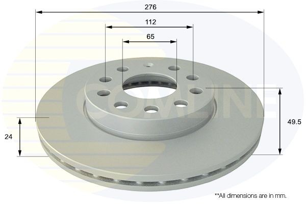 COMLINE ADC2616V: Piduriketas Comline Ø: 276mm, sisemine õhutus, Ø: 276mm, kaetud